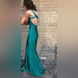 Chic Teal Backless Prom Dress